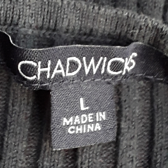 โ๏ธ CHADWICKS PLUNGING V-NECK SWEATER vintage BLACKISHGray. Sz M/Lg - Picture 3 of 16